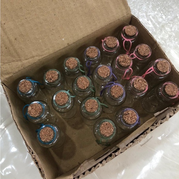 Other - 20 small glass bottle with cover 3.75“ tall x 1” diameter